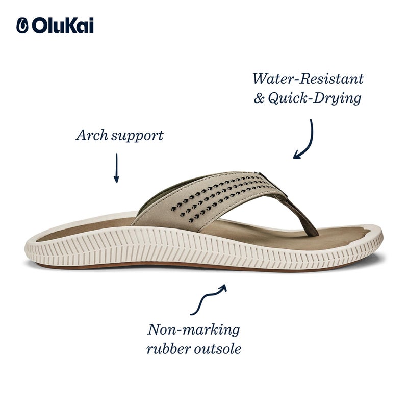 OLUKAI Ulele Men's Beach Sandals, Water Resistant Flip Flops, Arch Support & Comfort Fit, Lightweight & Durable, Enhanced Grip & Traction, Clay/Mustang, 7 - Image 4